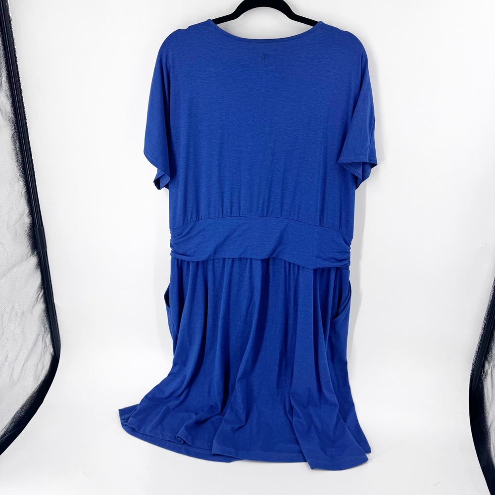 Betabrand Blue‎ Draped Waist Midi Dress Women's Size 2X